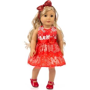 18 inch Doll red Christmas Dress