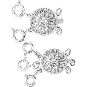 2Pcs Necklace Layering Clasps Necklace Separator for Layering Multiple Necklace Clasp for Stackable Necklaces Jewelry(Silver)