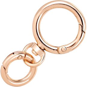 OIIKI 1 Sets Swivel Clasp Clips, Metal Swivel Snap Hook, Double Opening Key Chain Clip with Key Ring for DIY Crafts, Jewelry Clasps, Lanyard Making - Gold