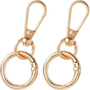 PAGOW 2 Sets Swivel Clasp Clip, Double Opening Keychain Clip, Metal Swivel Snap Hooks with Key Ring for Jewelry Clasps, DIY Crafts, Keychain Making (Silver)