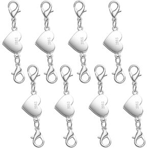 925 Silver Magnetic Necklace Clasps and Closures, Double Lobster Magnetic Necklace Clasps for Bracelet and Necklace Extender (3silvery)