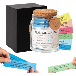 Bible Verse Jar, Read Me When Bible Verses Jar for Emotions and Feelings, The Hope Bible Verses Jar with 90 Coloring Bible Cards, Bible Verses in a Jar for Christian Gifts Easter Christmas Gift