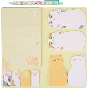 Cat Sticky Notes Set 300 Sheets Animal Divider Tabs Cute Sticky Notes Book for Reading Notes, Notebooks, Books, Document Sorting, Page Marking Tabs