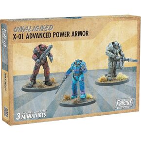 Modiphius Entertainment: Fallout: Wasteland Warfare - Unaligned: X-01 Power Armor - 3 Figures, Unpainted Miniatures, Scenic Bases, Tabletop Miniatures