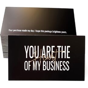 RXBC2011 Thank you Cards you are the Heart of my business Cards Package Insert for online business Pack of 100 (100 Card black)