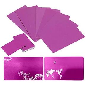 Business Cards,Metal Laser Printers Cards Message Card DIY Tag Cards Gift Card 3.4 x 2.1inch,Pack of 50 (Purple)