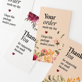 Pack 120 Your Order Made My Day Small Business Cards, Thank you for Supporting my Small Business Packaging Cards, Thank you for your Order, Supplies for Small Business (Botanical Bliss)