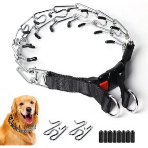 Prong Collar for Dogs, Adjustable Pinch Collar with Quick Release Buckle for Small Medium Large Dogs,No Pull Dog Collar Prong (L,Neck: 18"-20'')