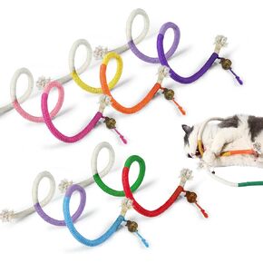 Huakaile 5 Pack Colorful Cat Chew Rope Toy Set, Interactive Cat Nip Toys with Silvervine Fruit, Large Handmade Cat Teeth Cleaning Toy for Indoor Bored Kitten Kitty Pet Biting (5 Colors)