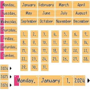 53 Pieces Calendar Bulletin Board Set Pencil Shaped Flip Calendar for Classroom Date Cards with Hole for School Home Decoration
