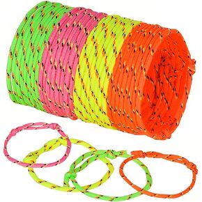 ArtCreativity Adjustable Friendship Bracelets - Pack of 144 Fabric Material Wristbands in Assorted Neon Colors - Fun Party Favor, Carnival Prize - Amazing Gift for kids, adults and pets