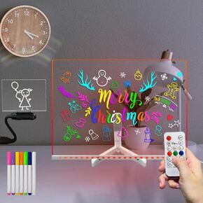 2 in 1 DIY Acrylic Dry Erase Board Message Board Night Light Warm White Plug in Indoor Atmosphere Desk Lamp for Kid Bedroom Office to do Listing Calendar memo Business Gift (5.9 * 5.9 inch)