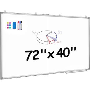 MaxGear Large Dry Erase White Board, 72" x 40" Foldable Whiteboard for Wall, Magnetic Dry Erase Board, Wall Mounted Hanging White Board for School, Office and Home, Silver Aluminium Frame