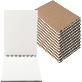 LEXININ 10 PCS A4 Spiral Bound Sketchbook, 30 Sheets/60 Pages of 160gsm Paper Drawing Pad, Landscape Sketchbook, Kraft Cover Sketch Pad for Painting, Drawing