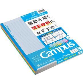 KOKUYO Campus Notebook for Science Subjects, Dot B 6mm Ruled, Semi-B5, 30 Sheets, 35 Lines, Pack of 5, 5 Colors, Japan Import (NO-F3CBKNX5)