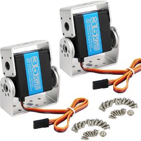Coreless 35kg Servo Waterproof Robot Arm Steering Servo RDS3235 Dual Axis Servo Motor High Torque Full Metal Gears with U Mounting Servo Bracket for DIY Robot (Control Angle 180°, Pack of 2)