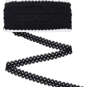 FINGERINSPIRE 20 Yards Elastic Lace Trim 3/4 inch Wide Black Double Crown Edged Stretch Lace Ribbon Elastic Lace Cord Ribbon for DIY Sewing Crafts Garment Embellishments Gift Wrapping Supplies
