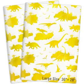 MR FIVE Large Size 20" x 28" Gold Dinosaur Tissue Paper Bulk,Gold Tissue Paper for Gift Bags,Gold Dinosaur Printed Tissue Paper forBirthday Baby Shower Holiday Party,30 Sheets