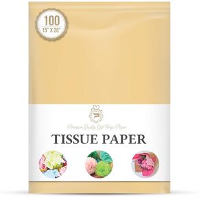 French Vanilla Gift Wrapping Tissue Paper for Gift Packaging, Floral, Birthday, Christmas, Halloween, DIY Crafts and More 15" X 20" 100 Sheets