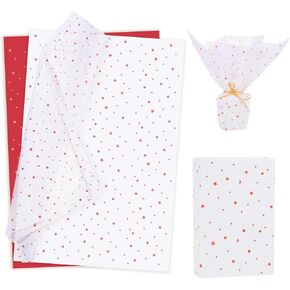 40pcs Stars Print Tissue Paper, 20x28in Cute Wrapping Tissue Paper Gift Wrap Paper Tissue Paper Sheets for Gift Packaging Wedding Birthday Party Supplies DIY Crafts (Red)