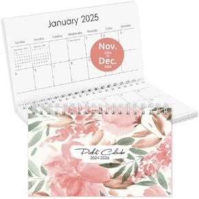 Pocket Calendar 2025-2026, Small Pocket Planner 2026 for Purse - 3.5"×6.5" - From January 2025 - December 2026, Daily Monthly Agenda with Coil for Planning