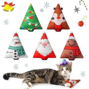 3-Pack Christmas Catnip Toys Interactive Cats, Catnip Filled Cat Teething Toy, Kitten Chew Plush Gift, Festive Catnip Crinkle Toy