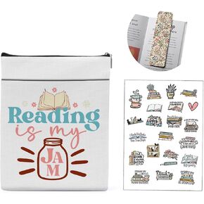 3pcs Book Sleeve with Magnetic Bookmark Book Cover Stickers Book Lover Librarian Bookish Gifts for Women Readers Christmas Birthday Gifts Book Pouch for Hardcover Paperback