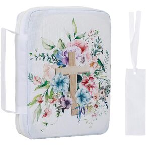 Bible Cover, Bible Bag with Bookmark, Bible Case for Women Girls, Bible Books Covers with Printed Cross, Bible Carrying Case, Covers for Bible, Large Bible Cover Case, 10.5 * 7 In