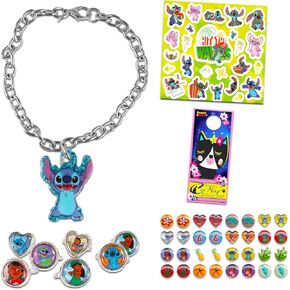Disney Lilo and Stitch Jewelry for Toddler Girls - Stitch Accessories Bundle with Charm Bracelet, Rings, Sticker Earrings, Stickers and More | Lilo and Stitch Bracelet Set