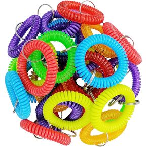 40 PCS Multicolor Plastic Stretchable Spiral Bracelet Wrist Coil Key Chains, Wrist Band Key Ring Chain for Office, Shopping Mall, Sauna, Outdoor Sport