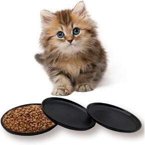 Fhiny 3PCS Ceramic Shallow Cat Dish, 6 Inch Whisker Fatigue Free Cat Feeder Bowls Food Saucer Single Pet Plate Great for Kitten Kitty Flat Faced Short Legged Cat Dishwasher Safe