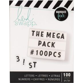 Heidi Swapp Lightbox International Mega Pack Inserts 100/Pkg-Black Marquee
