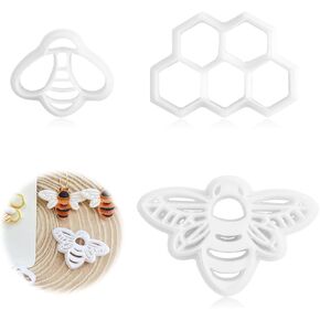 3ps Embossed Bumble Bee Cutter Set, Honeycomb Fall Polymer Clay Cutters, Clay Animals Jewelry Making, Polymer Clay Earrings Cutters, Tissue Blades Mini Clay Earring Cutters for Polymer Clay Texture