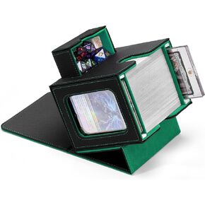 MTG Commander Deck Box with Dual Commander Display, Patented Card Deck Box Fits 100 Double-Sleeved Cards, MTG Card Case with Dice Tray, 2 Dividers, 2 Magnetic Holders, Black & Red
