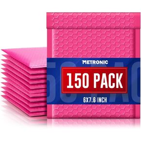 Metronic 4x8 Inch 50Pack Bubble Mailer, Pink Bubble Mailers, Waterproof Padded Envelopes, Self Seal Adhesion Bubble Envelopes, Cushioning Padded Mailers for Jewelry, Bubble Mailers Usable Size 4x7