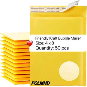 FCLMHD Kraft Bubble Mailers 100Pack 6x10 InchYellow Padded Envelopes Small Business Mailing Packages Self Sealing Tear Resistant Boutique Bulk Mail Shipping Bags for Jewelry Makeup Supplies.