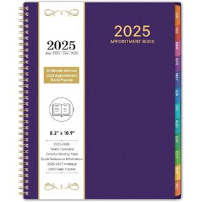 2025-2026 Appointment Book/Planner - 8.2" x 10.9", Daily Planner 2025-2026, Jul. 2025 - Jun. 2026, 2025-2026 Daily Hourly Planner with 30-Minute Interval, 12 Monthly Tabs