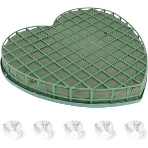 EXCEART Wet Floral Foam Heart Shaped Flower Foam with Suction Cup Tray for Wedding Centerpiece Party Decoration DIY Flower Arrangement Size L