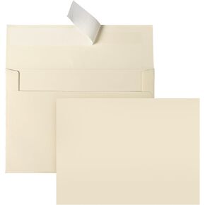Ivory Blank Cards and Envelopes, Goefun 5x7 Flat Cream Cardstock and A7 Envelopes Self Seal 100 Pack for Wedding, Invitations, DIY Greeting Cardstock, Thank You Cards & All Occasion