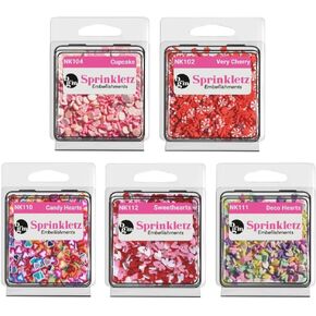 Buttons Galore Sprinkletz, Tiny Polymer Clay Embellishments for Crafts, Scrapbooks, Card Making & Shaker Crafts-Valentine's Day- 60 Grams Total