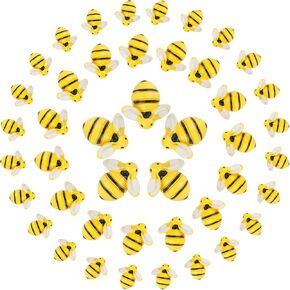 45PCS Tiny Resin Bees Small Fake Bees, Bee Decor Bee Decorations for Party Crafts Flatback Bee Themed Birthday Party Table Decoration