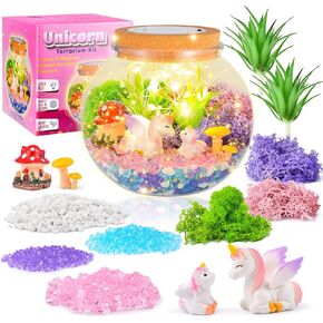 Unicorn Gifts for Girls - Light up Unicorn Terrarium Kit for Kids - DIY Unicorn Arts & Crafts Toy - Birthday Gifts for Kids Age 5 6 7 8-12 Year Old Girl Gift