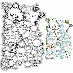 CRASPIRE Bubbles Background Clear Stamps Summer Sea Water Texture Dots Silicone Stamp Transparent Rubber Reusable Postmark Stamps Seal for Journaling Craft Scrapbooking Card Making Decoration Supplies