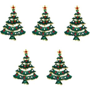 Syntego 5pcs Green Christmas Tree Diamante Rhinestone Embellishments for Christmas