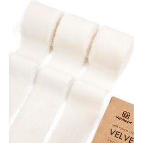 شريط مخملي أحمر من Vitalizart مقاس 1-1/2 بوصة مصنوع يدويًا من نسيج مهترئ لإكليل عيد الميلاد وزخارف حرفية وتغليف الهدايا وديكور كريمي 3 لفات 6 ياردة شريط قطني عنابي in Kuwait