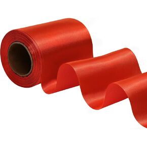 Wide Red Satin Ribbon 4 Inch x 25 Yards Solid Fabric Ribbon for Cutting Ceremony kit Grand Opening Wedding Birthday Party Decoration Bows Chair sash