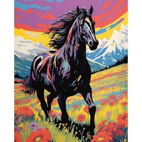 Zythron Paint by Numbers, Horse Paint by Numbers Kit for Adults, Horse Paint by Number for Beginner DIY Kits Oil Painting Acrylic Paints Paint with Acrylic Paint on Canvas,DIY Art 16x20 Inch