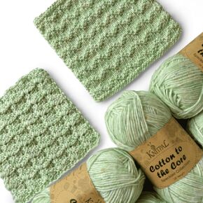 خيوط قطنية ناعمة مرقطة من KnitPal للحياكة، 72% قطن و28% أكريليك - خيوط مزيج أكريليك من القطن بوزن 3 DK للحياكة - 6 خصلات، 810 ياردة/300 جم - توت بلوري
