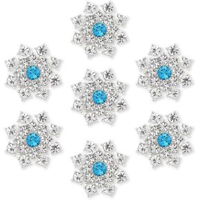 Silver Crystal Snowflake Rhinestone Applique Embellishments - YIMIL Flat Back Rhinestone Embellishments for Buttons Brooches Crafts Flower Hair Accessories, Pack of 24.