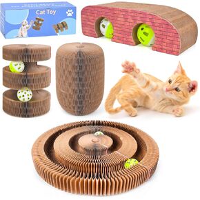 Kitty Kurlz Cat Toy, Kitten Curls Cat Toy, Stylish Style Magic Organ Cat Scratching Board with Two Balls for Indoor Cat, Durable Interactive Physical Exercise for Kitten